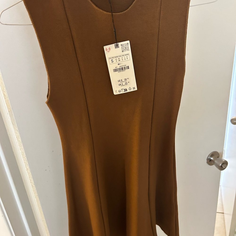 Zara Camel Brown Dress NWT